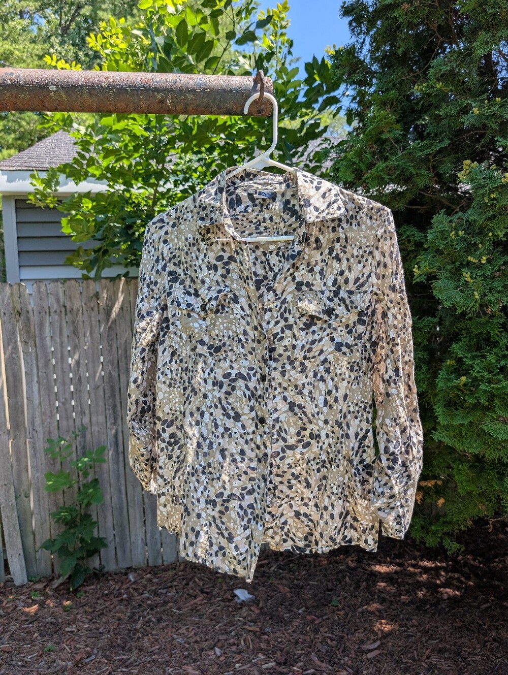 Sandra Ingrish Women's Cheetah Print Button Up Blouse Size Small